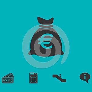 Money bag icon flat