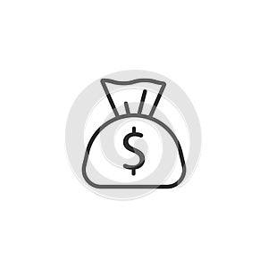 Money bag icon in flat style. Moneybag with dollar vector illustration on white isolated background. Cash sack business concept