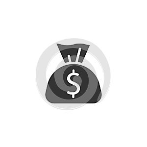 Money bag icon in flat style. Moneybag with dollar vector illustration on white isolated background. Cash sack business concept