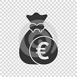 Money bag icon in flat style. Moneybag vector illustration on isolated background. Coin sack sign business concept