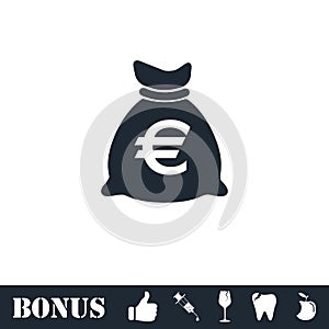 Money bag icon flat photo