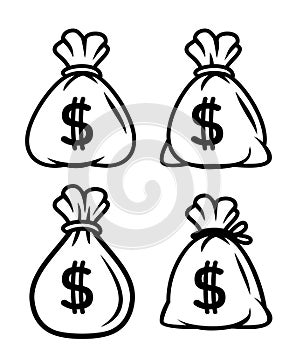 Money bag icon, moneybag black