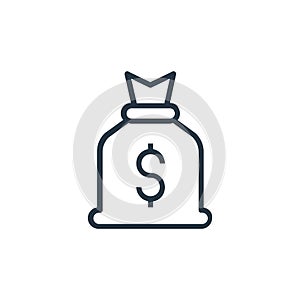 money bag icon vector from banking and finance concept. Thin line illustration of money bag editable stroke. money bag linear sign