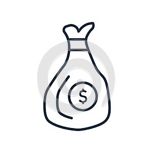 Money bag icon vector isolated on white background, Money bag sign