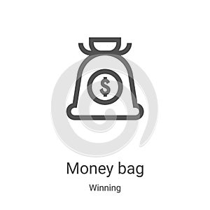 money bag icon vector from winning collection. Thin line money bag outline icon vector illustration. Linear symbol for use on web