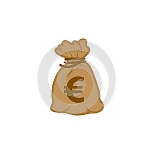 Money bag icon vector of world top currency Euro Europe.