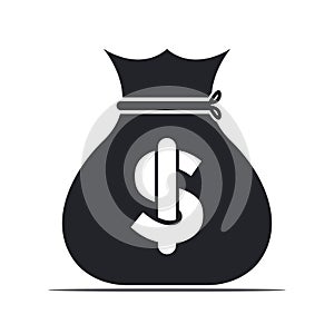 Money bag icon on a white background. Vector illustration element