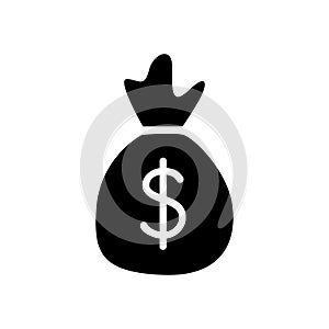 Money bag logo vector icon a black and white Moneybag sack with dollar sign
