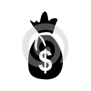 Money bag logo vector icon a black and white Moneybag sack with dollar sign