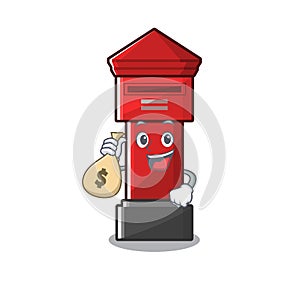 With money bag pillar box isolated with the cartoon