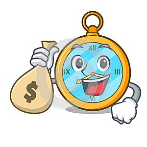 With money bag Pocket vintage watch on a cartoon