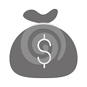Money bag profit shopping commerce in silhouette style icon