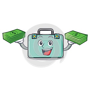 With money bag suitcase mascot cartoon style