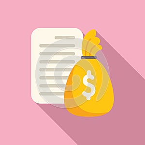 Money bag support icon flat vector. Credit loan