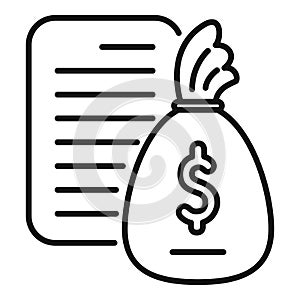 Money bag support icon outline vector. Credit loan