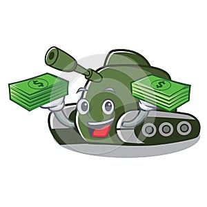 With money bag tank mascot cartoon style