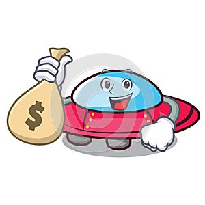 With money bag ufo character cartoon style