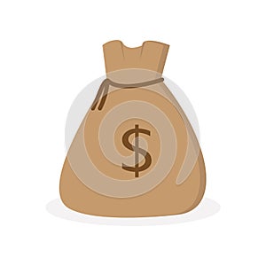 Money bag vector with dollar sign. Sack with cash clip art isolated on white background. Flat icon for web