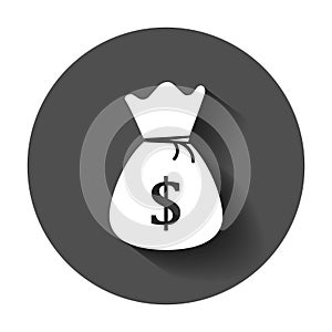 Money bag vector icon in flat style. Moneybag with dollar sign i