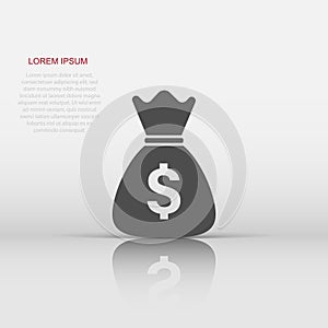 Money bag vector icon in flat style. Moneybag with dollar sign illustration on white isolated background. Money cash sack concept