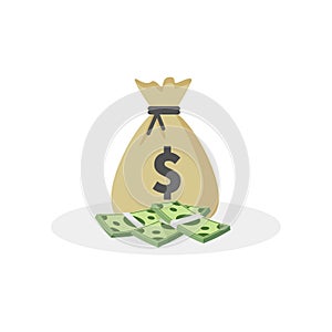 Money bag vector icon, moneybag and dollar sign isolated on white background, Vector illustration.