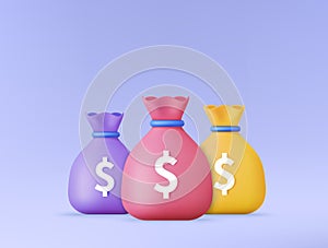 Money bags icon, money saving concept