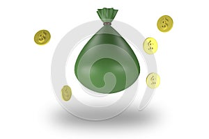 Money bags icon, money saving concept. Money bags. 3d rendering