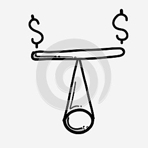 Money balance doodle vector icon. Drawing sketch illustration hand drawn line eps10