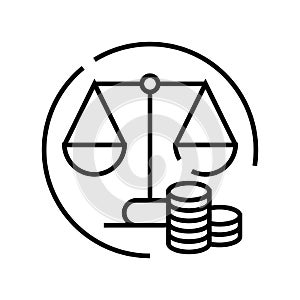 Money balance line icon, concept sign, outline vector illustration, linear symbol.