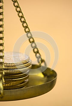 Money on a balance scale photo