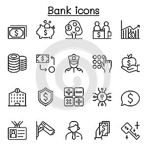 Money & banking icon set in thin line style
