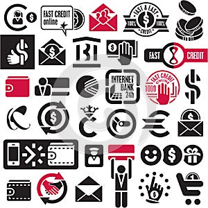 Money and banking icons set