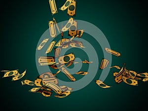 Money banknote bundles and bones piled and stacked 3D render illustration