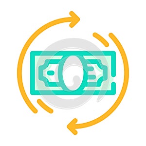 Money banknote circle arrows color icon vector illustration