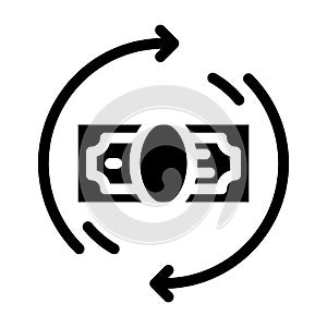 Money banknote circle arrows glyph icon vector illustration