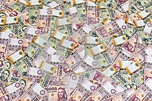 Money Banknotes Background, Hungarian Forints