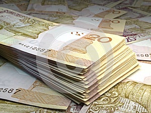 Belarus money. Belarusian ruble  banknotes. 20 BYN Belarusian bills. 3d illustration photo