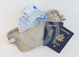 Money Belt, Passports, and Euros