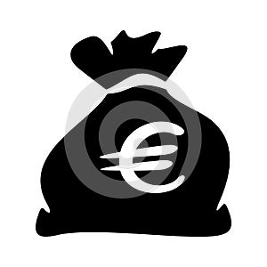 Money Euro black bag suck icon vector illustration photo