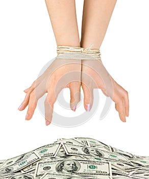 Money and bound hands