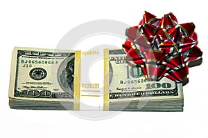 Money with a bow as a gift