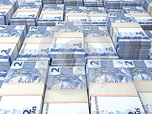 Brazilian money. Brazilian real banknotes. 2 BRL reals bills photo