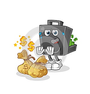 Money briefcase refuse money illustration. character vector