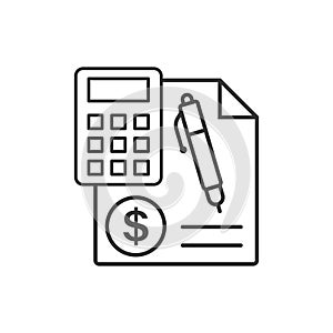 Money calculation icon in flat style. Budget banking vector illustration on white isolated background. Financial payment business