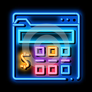 money calculator neon glow icon illustration