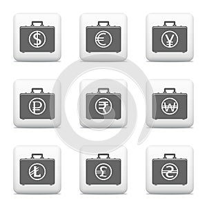 Money case with currency symbols