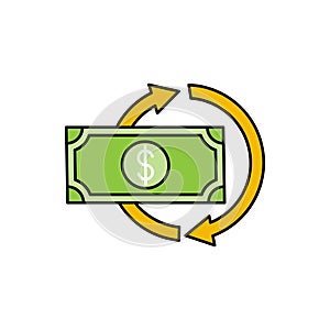 Money Cash Back icon Vector Illustration. Cash Back bonus, return money, cash back rebate icon design concept for e-commerce,