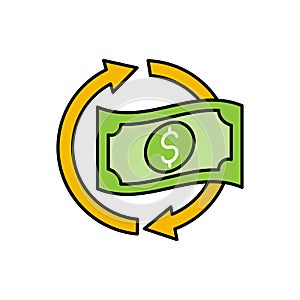 Money Cash Back icon Vector Illustration. Cash Back bonus, return money, cash back rebate icon design concept for e-commerce,