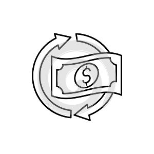 Money Cash Back icon Vector Illustration. Cash Back bonus, return money, cash back rebate icon design concept for e-commerce,