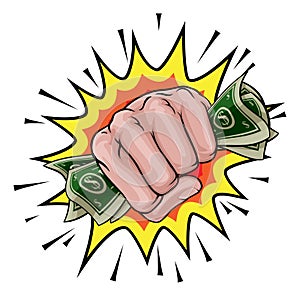 Money Cash Fist Hand Comic Pop Art Cartoon